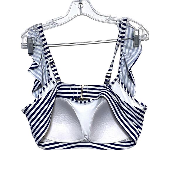 Vineyard Vines for Target Bikini Top Ruffle White Blue Striped Nautical Women 1X - Picture 3 of 8